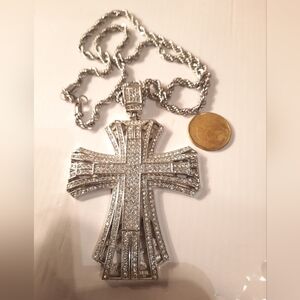 Silver Tone Cross Pendant Necklace